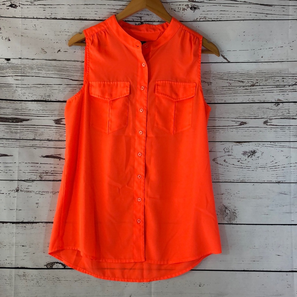 J. Crew Orange Sleeveless Button Down Blouse